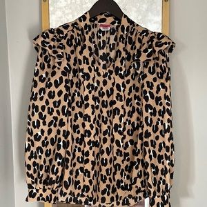 Kate Spade Forest Feline Tie-Neck Top